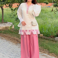 Women’s Designer Party Wear Roman Silk Kurta Palazzo Set