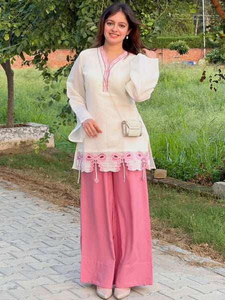 Women’s Designer Party Wear Roman Silk Kurta Palazzo Set