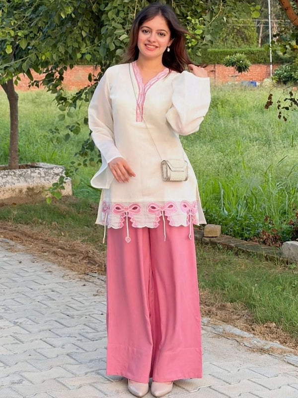Women’s Designer Party Wear Roman Silk Kurta Palazzo Set