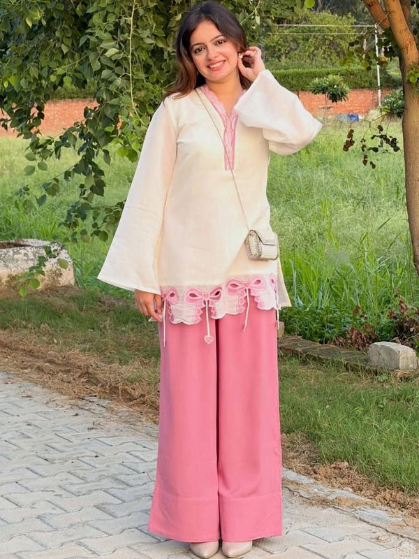 Women’s Designer Party Wear Roman Silk Kurta Palazzo Set