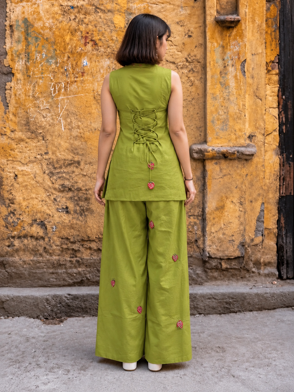 Embroidery Work Green Farshi Salwar Set