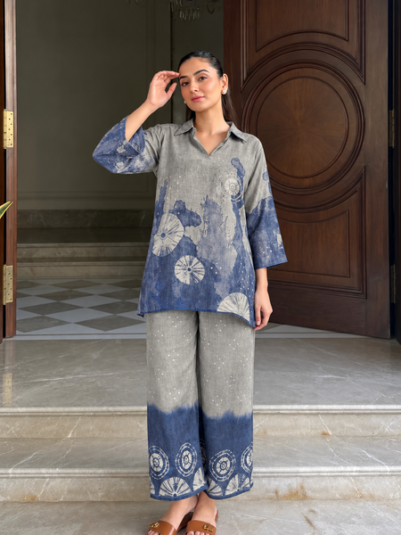 Grey Italian Linen Co-ord Set