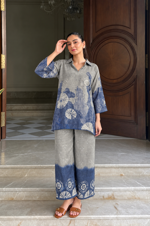 Grey Italian Linen Co-ord Set