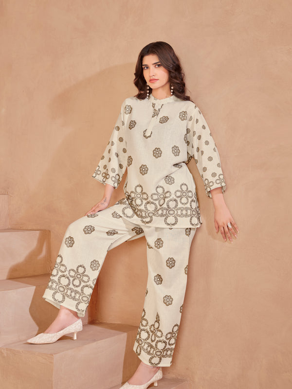 Off White Italian Linen Co-ord Set