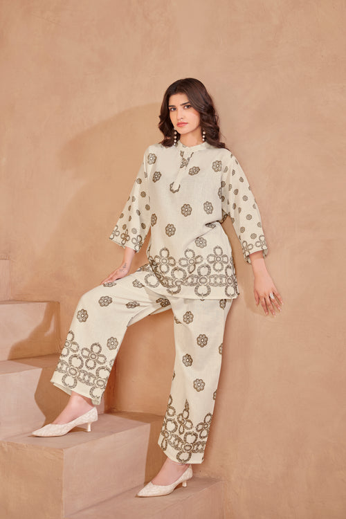 Off White Italian Linen Co-ord Set