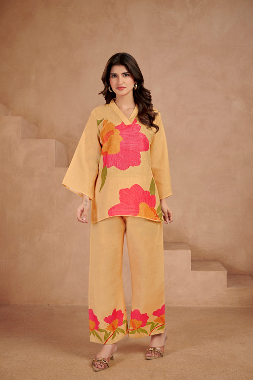 Mustard Italian Linen Co-ord Set