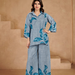Sky Blue Italian Linen Co-ord Set