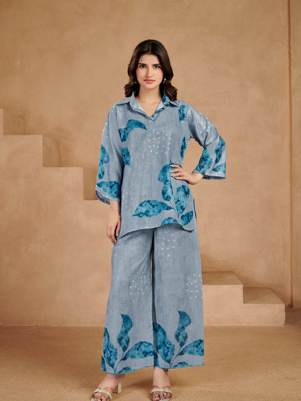 Sky Blue Italian Linen Co-ord Set