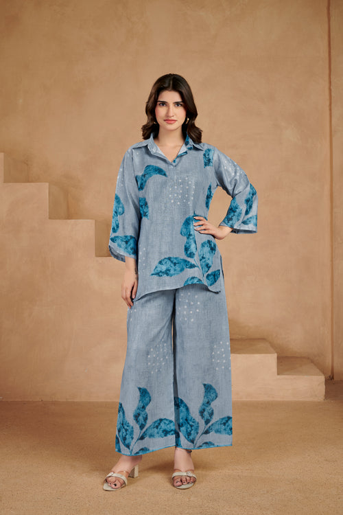 Sky Blue Italian Linen Co-ord Set