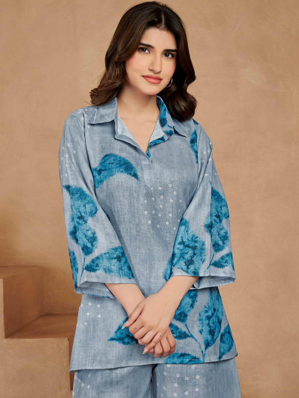 Sky Blue Italian Linen Co-ord Set