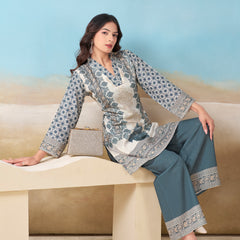 SlateBlue Italian Linen Co-ord Set
