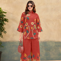 Red Italian Linen Co-ord Set