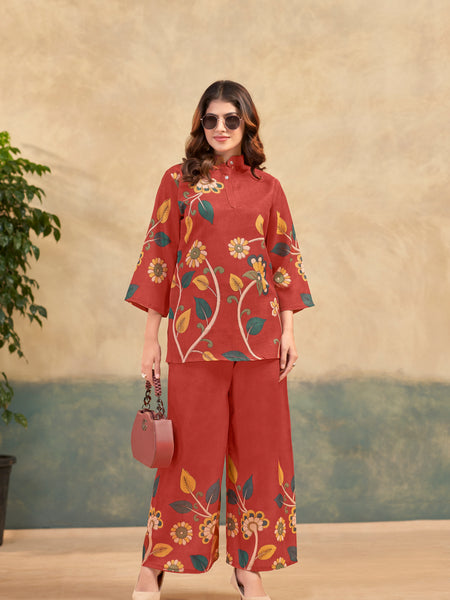 Red Italian Linen Co-ord Set