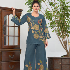 Slate Blue Italian Linen Co-ord Set