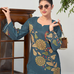 Slate Blue Italian Linen Co-ord Set