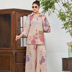 Multicolor Shaded Italian Linen Co-ord Set