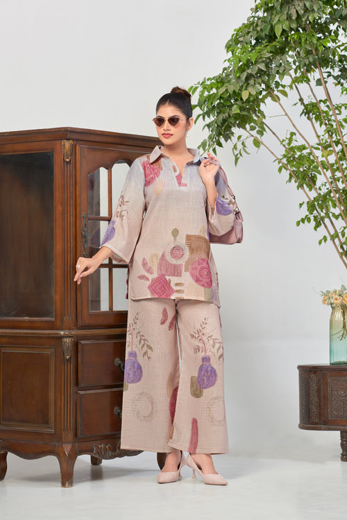 Multicolor Shaded Italian Linen Co-ord Set